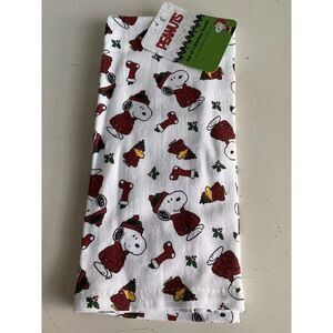 2 Pack Peanuts Snoopy Woodstock Puffy Coat Christmas Kitchen Towels 16 X 26" NEW